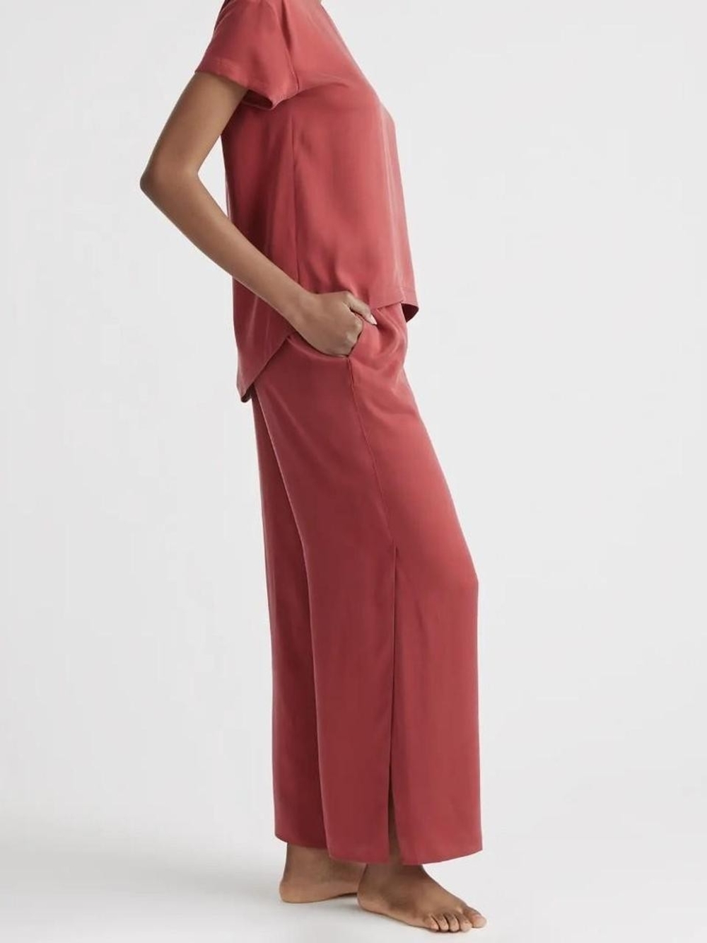 Quince burgundy washable silk pajama pants sz S quiet luxury comfy Crimson